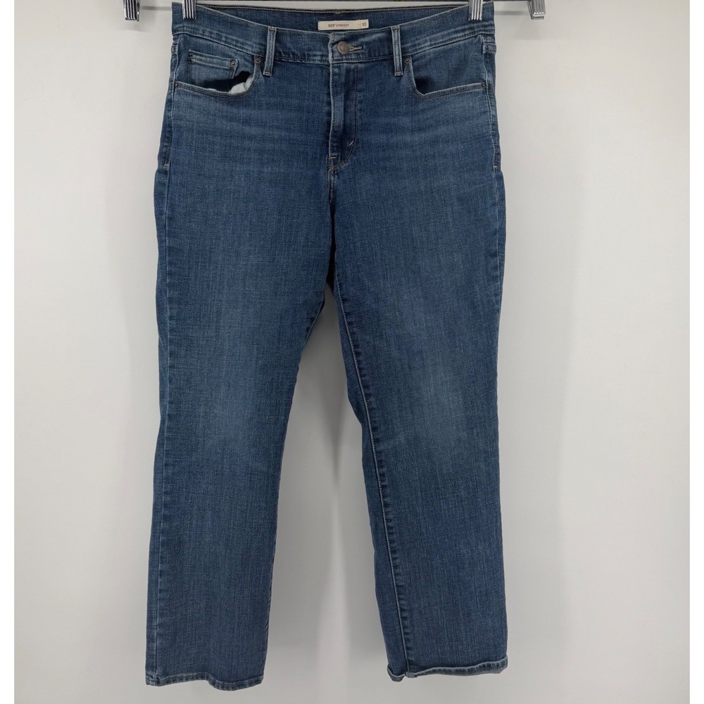 Levi's Jeans Womens 10 Blue 505 Straight Leg Medium Wash Mid‎ Rise Stretch Denim